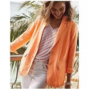 J Jill Love Linen 2 Button Blazer Jacket Apricot 2X Summer Staple Minimalist